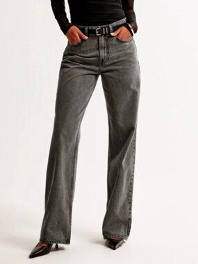 Abercrombie Loose High Rise Jean - Dark Grey - Size 26S